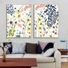 Flower Composition 2 Sets Gold Frame Canvas Wall Art – 50×70 cm