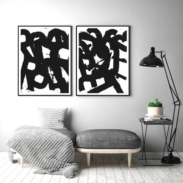 Rock N Roll 2 Sets Black Frame Canvas Wall Art – 50×70 cm