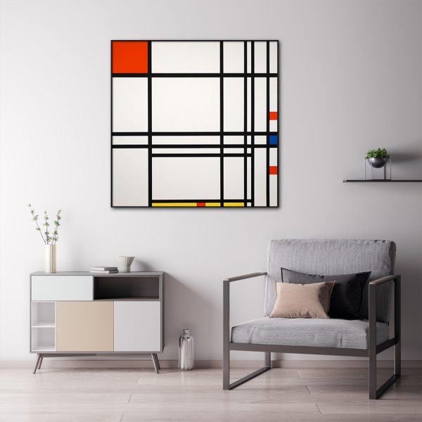 Abstract Art By Piet Mondrian Black Frame Canvas Wall Art – 50×50 cm