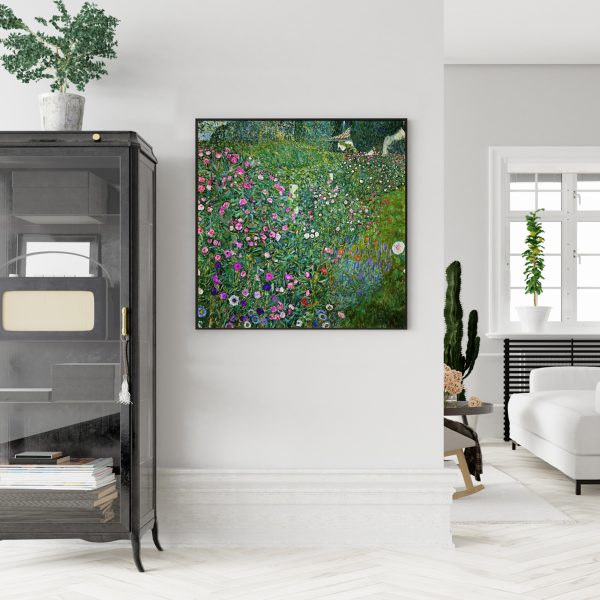 Italian garden by Gustav Klimt Black Frame Canvas Wall Art – 50×50 cm