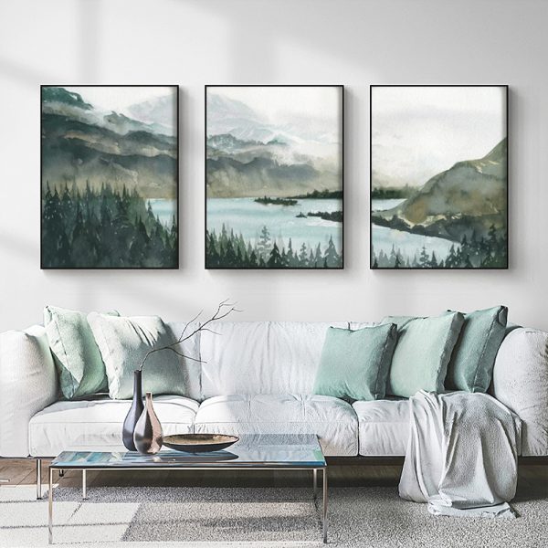 Landscape 3 Sets Black Frame Canvas Wall Art – 40×60 cm