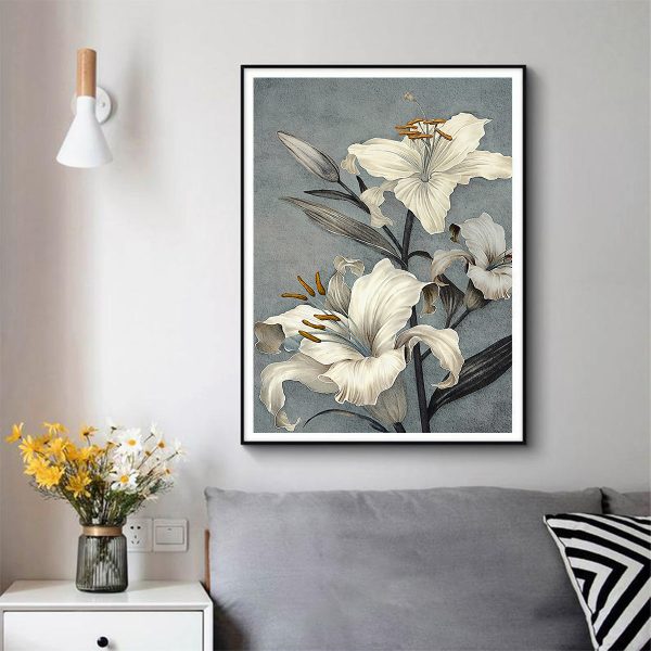 Floral Lily II Black Frame Canvas Wall Art – 50×70 cm