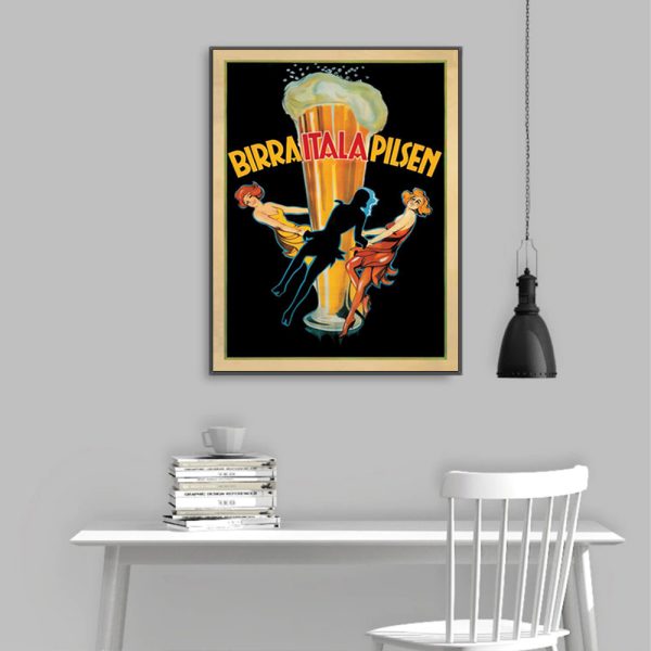 Birra Itala Pilsen Black Frame Canvas Wall Art – 50×70 cm