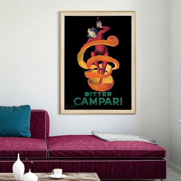 Bitter Campari Gold Frame Canvas Wall Art – 50×70 cm