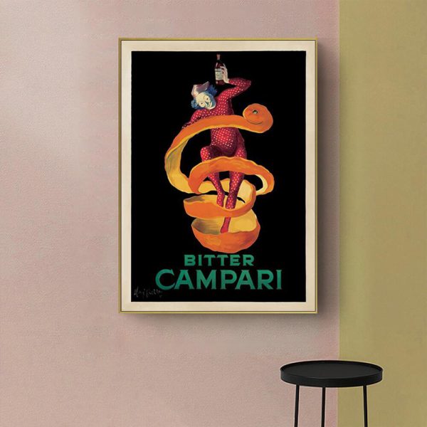 Bitter Campari Gold Frame Canvas Wall Art – 50×70 cm