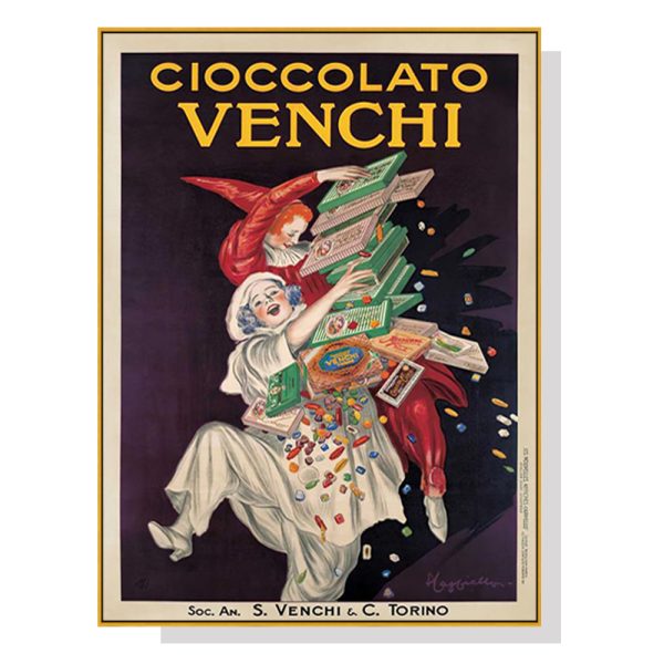 Cioccolato Venchi Vintage Gold Frame Canvas Wall Art – 50×70 cm