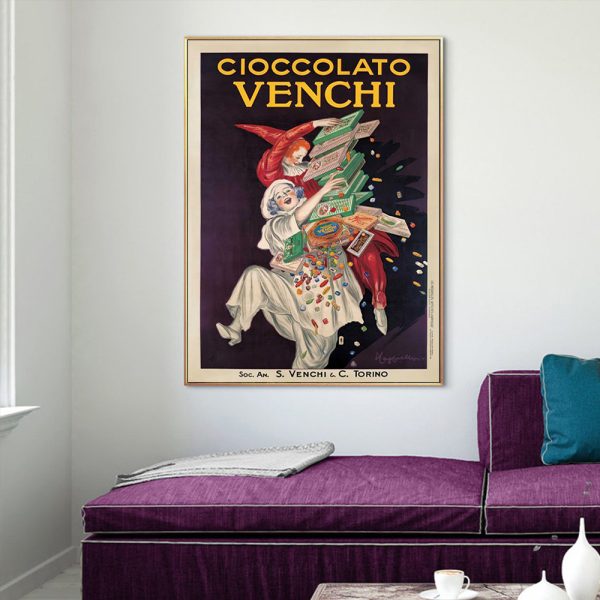 Cioccolato Venchi Vintage Gold Frame Canvas Wall Art – 50×70 cm