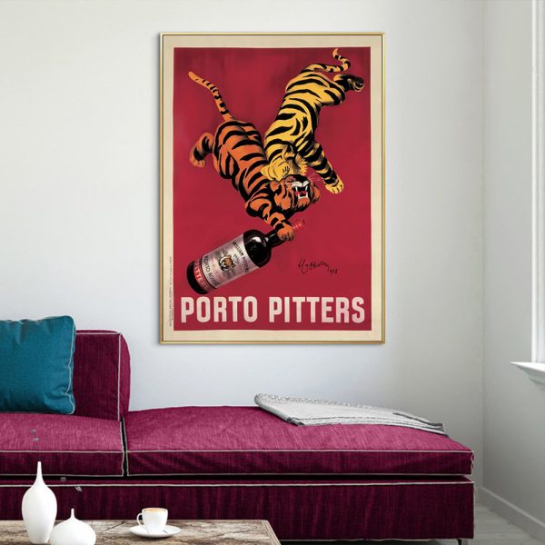 Porto Pitters Vintage Gold Frame Canvas Wall Art – 50×70 cm