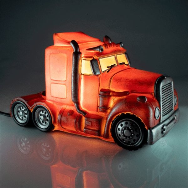 Red Metal Look Truck Table Lamp