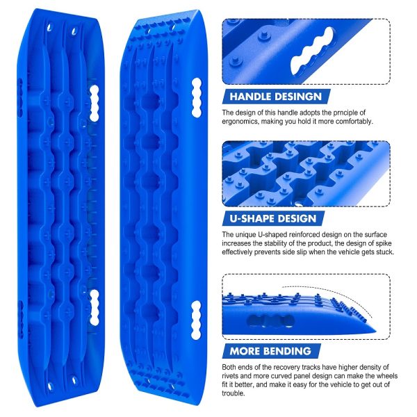 X-BULL 4X4 Recovery tracks 10T 2 Pairs/ Sand tracks/ Mud tracks/  Mounting Bolts Pins Gen 2.0 -Blue