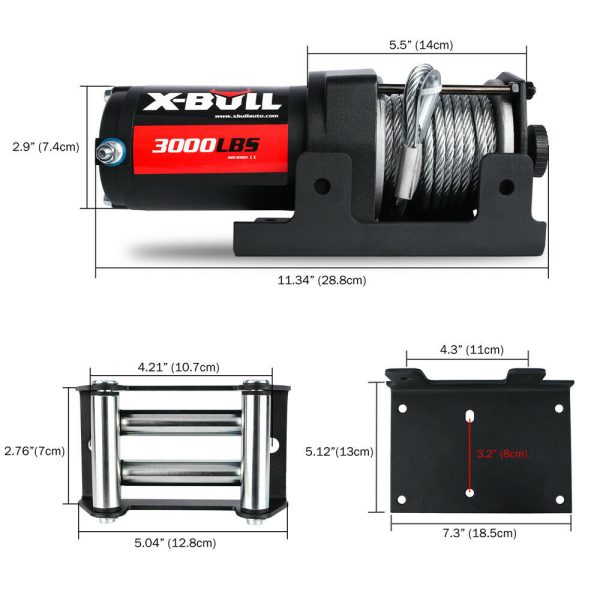 X-BULL Electric Winch 3000lbs/1360kg Wireless 12V Steel Cable ATV 4WD BOAT 4X4