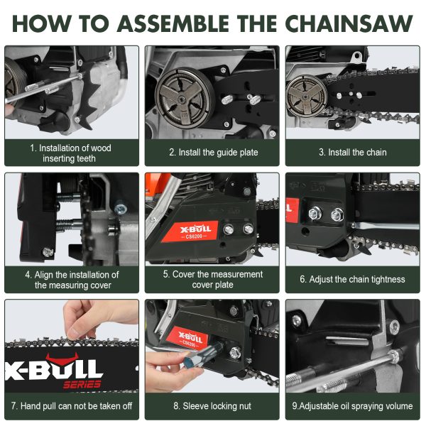 X-BULL Chainsaw Petrol Commercial 62cc 20″ Bar E-Start Tree Pruning Top Handle