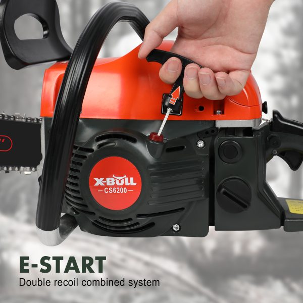 X-BULL Chainsaw Petrol Commercial 62cc 20″ Bar E-Start Tree Pruning Top Handle