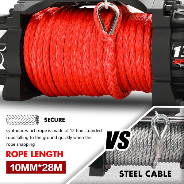 X-BULL Electric Winch 13000LBS 12V Synthetic Rope 28M Wireless Offroad 4WD 4×4