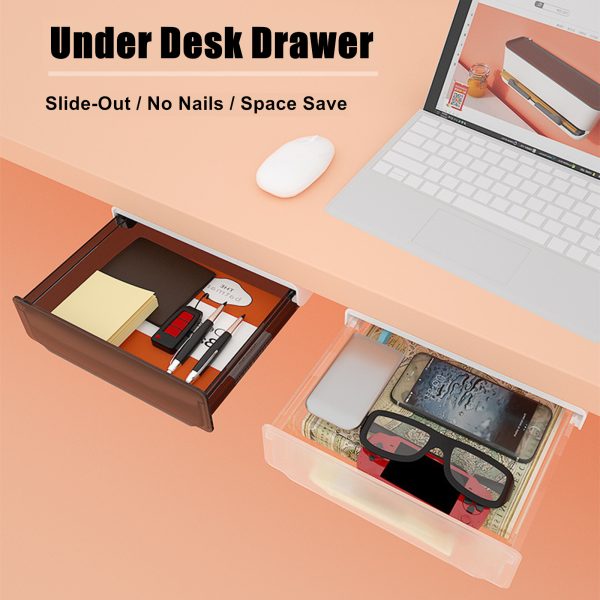 Under Desk Drawer Slide-out Large Office Organizers and Storage Drawers – Small, Black