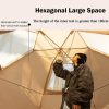 Large Space Luxury Frog Hexagonal Tent 5-8 Person Double Layer – Khaki