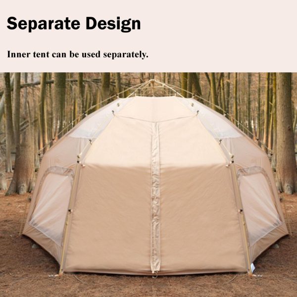 Large Space Luxury Frog Hexagonal Tent 5-8 Person Double Layer – Khaki