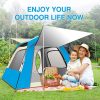 Instant Pop Up Tent For Hiking 2/3/4 Person Camping Tents, Waterproof Windproof Family Tent With Top Rainfly, Easy Set Up, Portable With Carry Bag, Wi – Blue