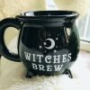 Witches Brew Black Cauldron Coffee Mug Cup With Moon & Stars