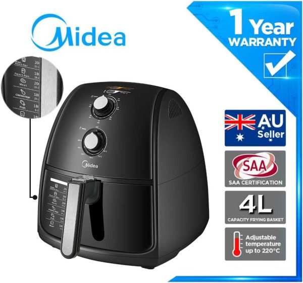 Midea 4L 1500W Multi-functional Air Fryer – Black