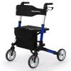 EQUIPMED Rollator Walking Frame Walker Foldable Seat Mobility Aid Aluminium – Blue