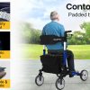 EQUIPMED Rollator Walking Frame Walker Foldable Seat Mobility Aid Aluminium – Blue