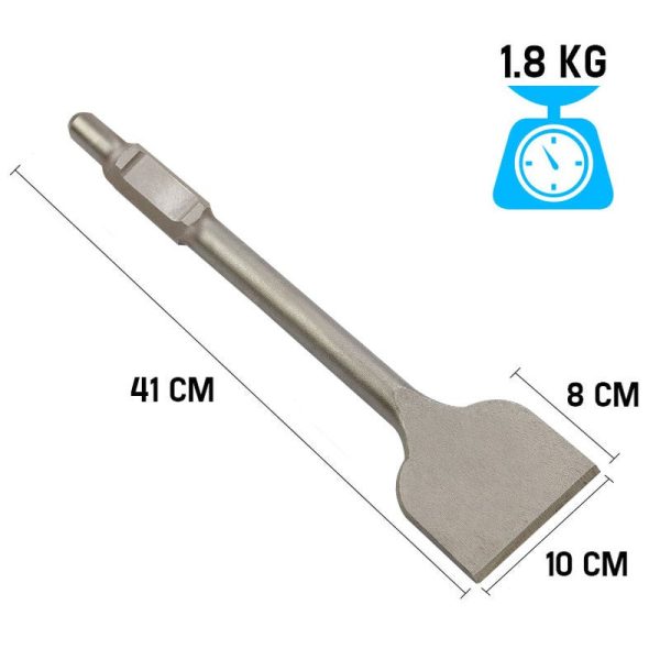 Baumr-AG 100mm Extra Wide Flat Tile Lifter Jackhammer Chisel Bit, 30mm x 410mm