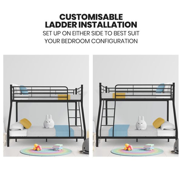 Kingston SlMetal Single over Double Bunk Bed Frame, Dark Matte Grey