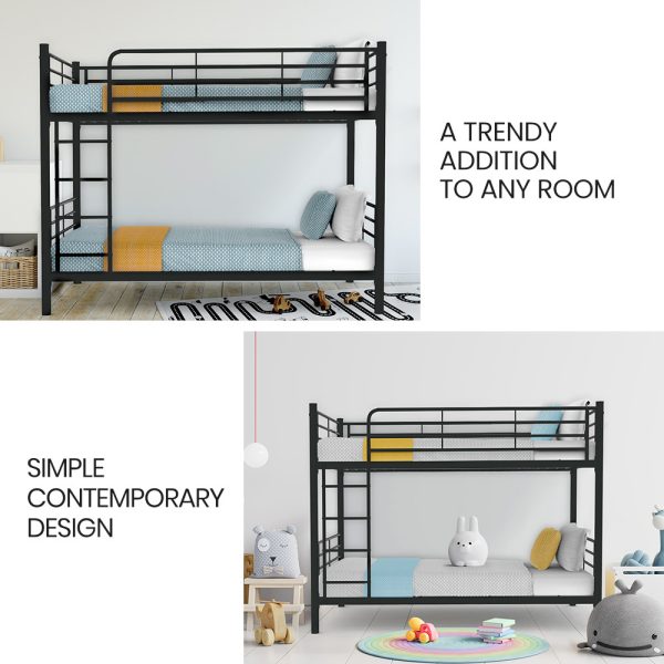 Kingston Sl2in1 Single Metal Bunk Bed Frame, with Modular Design, Dark Matte Grey