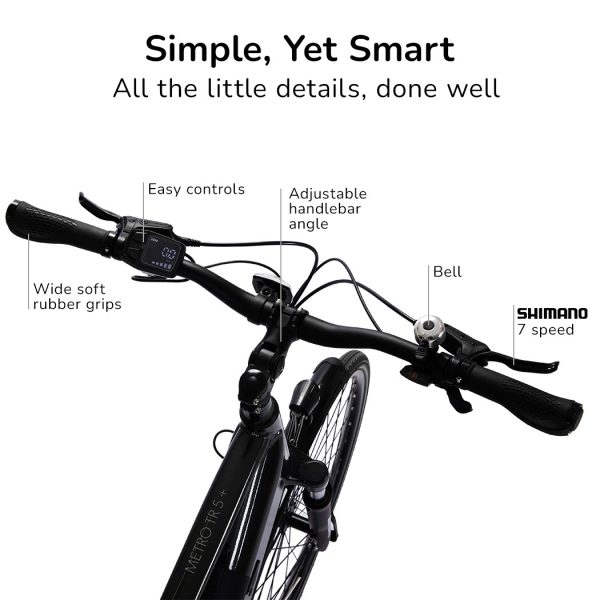 VALK Metro TR 5 + Electric Hybrid Bike, Gen II, Mid-Drive – Medium, Dark Grey