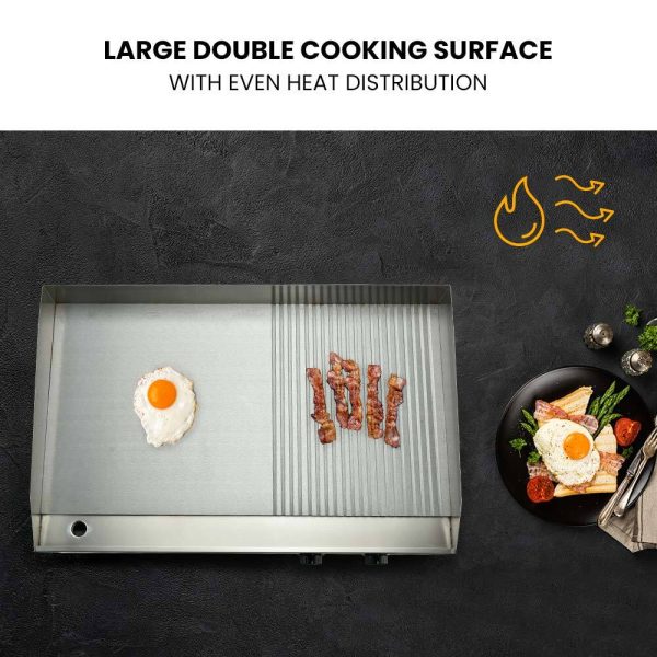 THERMOMATE Electric Griddle Commercial Stainless Steel 4400W BBQ Grill Hot Plate Extra Large