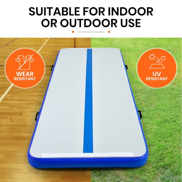 PROFLEX  Inflatable Air Track Mat Tumbling Gymnastics, (No Pump) – 300x100x10 cm, Blue and White