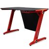 OVERDRIVE Gaming Desk 120cm  Computer PC LED Lights Carbon Fiber Look – Black and Red