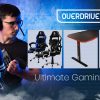 OVERDRIVE Gaming Desk 139cm PC Table Setup Computer Carbon Fiber Style – Black and Red