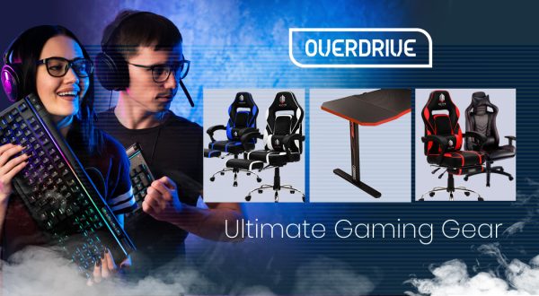 OVERDRIVE Gaming Desk 139cm PC Table Setup Computer Carbon Fiber Style – Black and Red