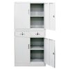 Stationery Cabinet Office Home Storage Metal Lockable 4 Door Cupboard Drawers