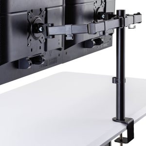 FORTIA Desk Monitor Stand Arm - Dual Computer Holder Screen Riser Bracket