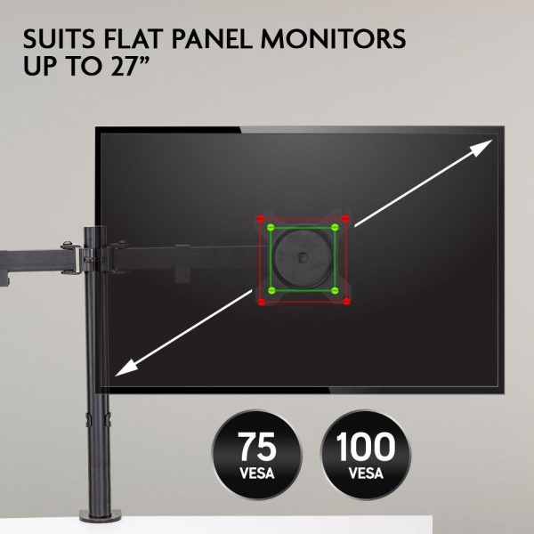 FORTIA Desk Monitor Stand Arm – Dual Computer Holder Screen Riser Bracket – 2 Screen