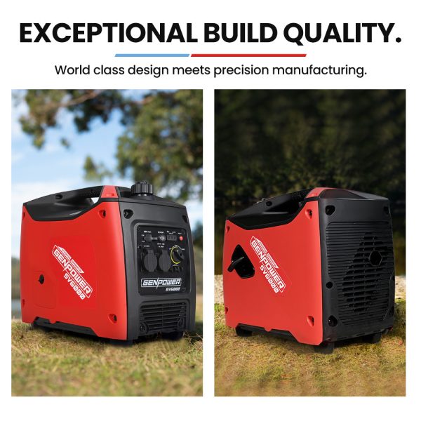 GENPOWER Inverter Generator 3.5kW Max 3.2kW Rated Pure Sine Wave Petrol Portable Camping, Red