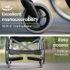 EQUIPMED 20 Inch Folding Wheelchair Lightweight Aluminium Portable with Park Brakes, Black