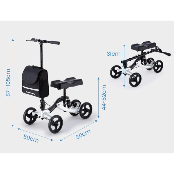 EQUIPMED Knee Scooter Walker, Disc Brake – Suspension Bag – Broken Leg Ankle Foot Mobility – Crutches Alternative –