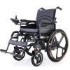 EQUIPMED Electric Wheelchair Folding, Folding, Long Range, Lithium Battery, 24″ Rear Wheels, Black