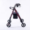 EQUIPMED 4 Wheel Lightweight Rollator Walker, Aluminium Frame, Seat, Carry Bag, for Seniors, Red