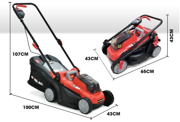 BAUMR-AG 40V Electric Cordless Lawn Mower Kit Battery Powered w/ 2x 2.0Ah Lithium Batteries