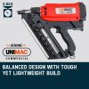 UNIMAC LXG3000 50-90mm 34-Deg Cordless  Gas Framing Nail Gun, Commercial Gas Nailer, with 2 Li-Ion Batteries