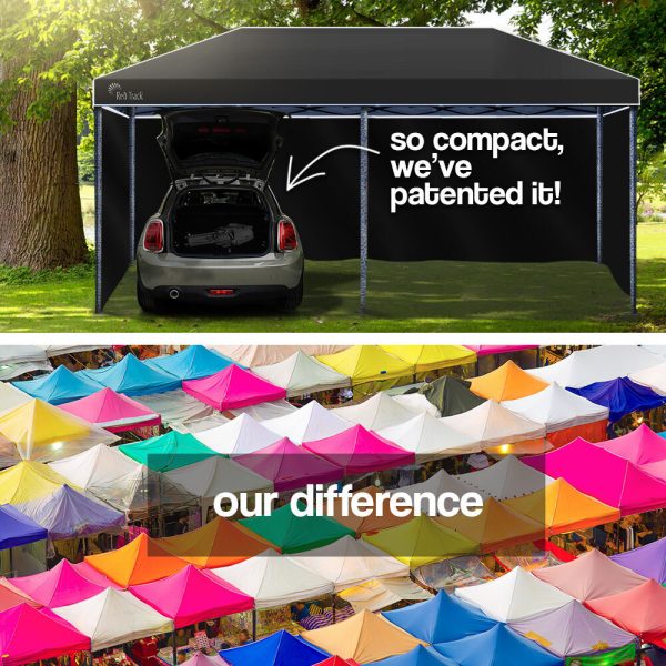 Red Track 3x6m Folding Gazebo Shade Outdoor Foldable Marquee Pop-Up – Black