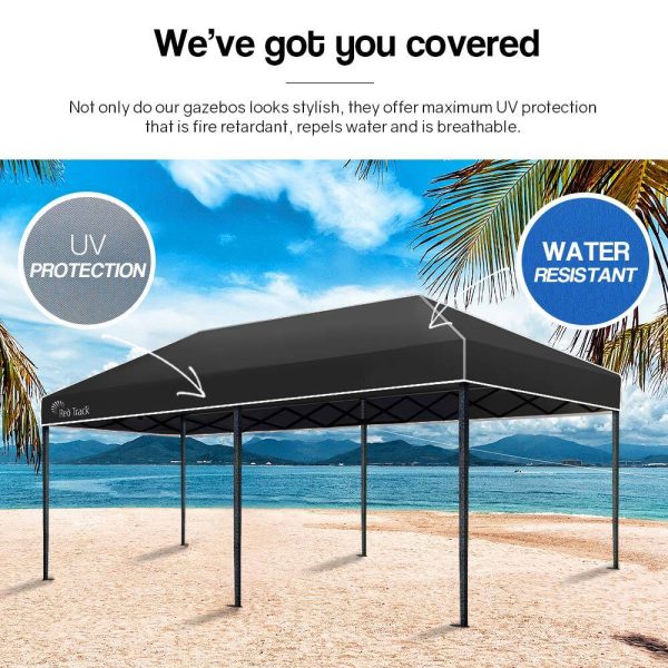 Red Track 3x6m Folding Gazebo Shade Outdoor Foldable Marquee Pop-Up – Black