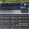 LONDON RATTAN 6 Seater Modular Outdoor Lounge Setting with Ottoman, Grey