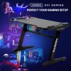 OVERDRIVE Gaming Desk, 120x60cm, Carbon Fiber Styling, LED Lights, Headset Hanger, Cup Holder, Cable Management – Black