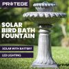 PROTEGE Solar Powered Water Feature Fountain Bird Bath with Lighting Light Grey